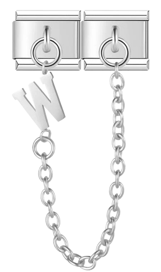 Letter W, Double Linked Charms, on Silver - letter w double linked charms on silver.png