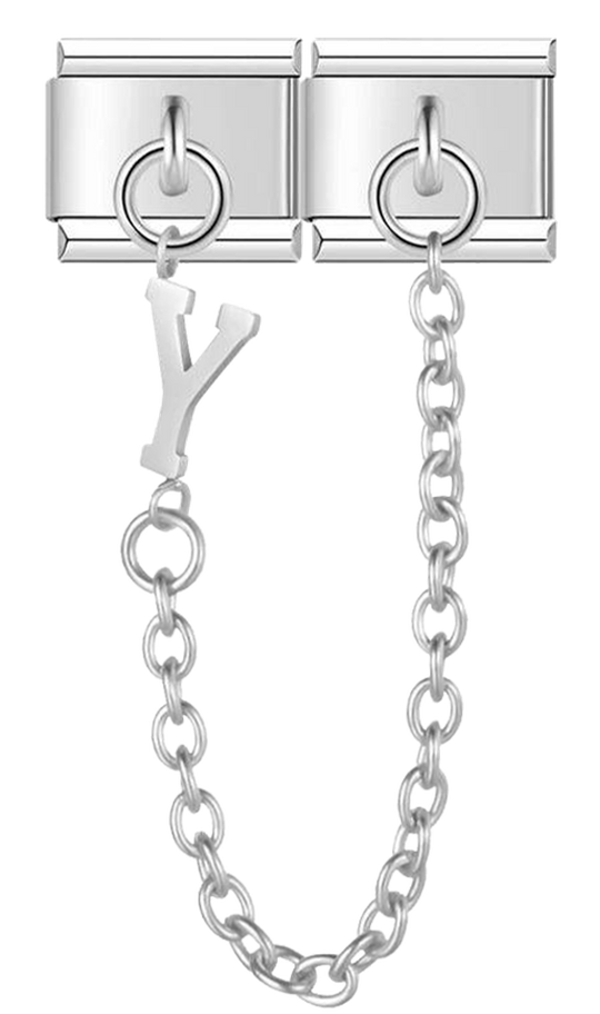Letter Y, Double Linked Charms, on Silver - letter y double linked charms on silver.png