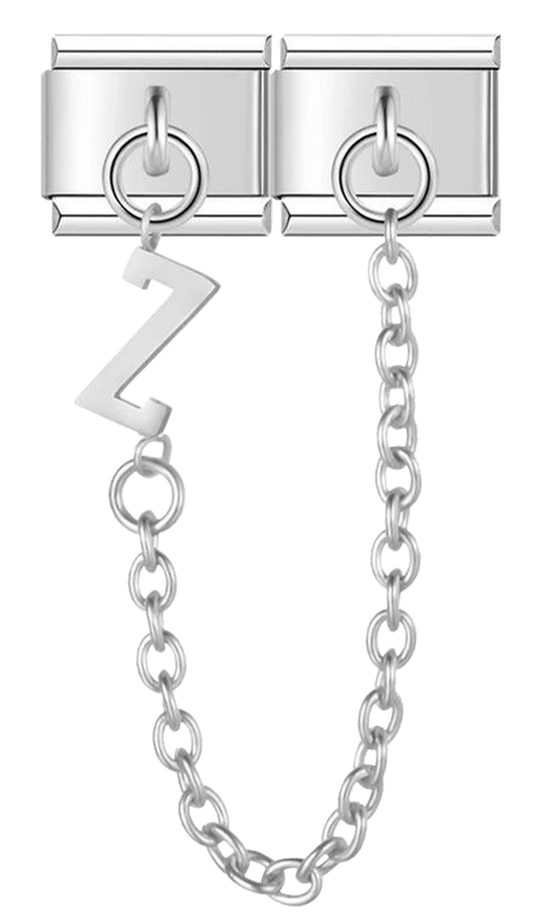 Letter Z, Double Linked Charms, on Silver - letter z double linked charms on silver.png
