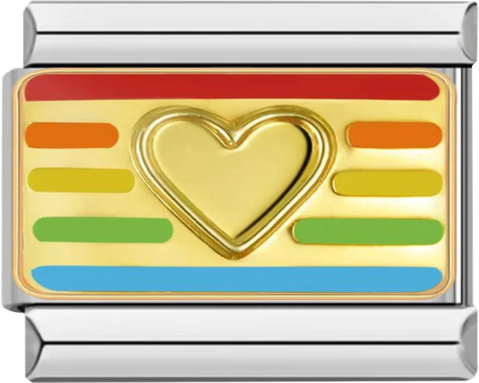 LGBTQ+ Flag, Gold Heart, on Silver - lgbtq flag gold heart on silver.png
