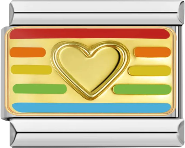 LGBTQ+ Flag, Gold Heart, on Silver - lgbtq flag gold heart on silver.png