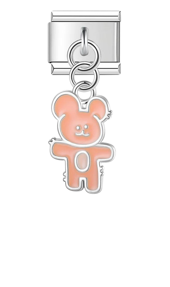 Little Pink Bear, on Silver - little-pink-bear-on-silver-charms-45932544426319.png