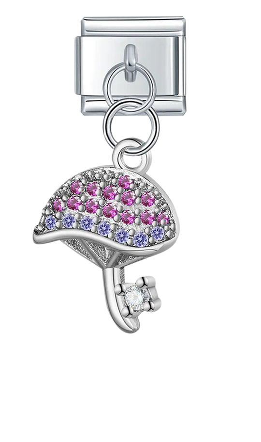 Mushroom Key with Stones, on Silver - mushroom-key-with-stones-on-silver-charms.png