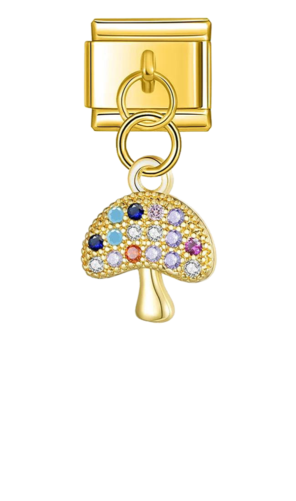 Mushroom with Stones, on Gold - mushroom-with-stones-on-gold-charms.png