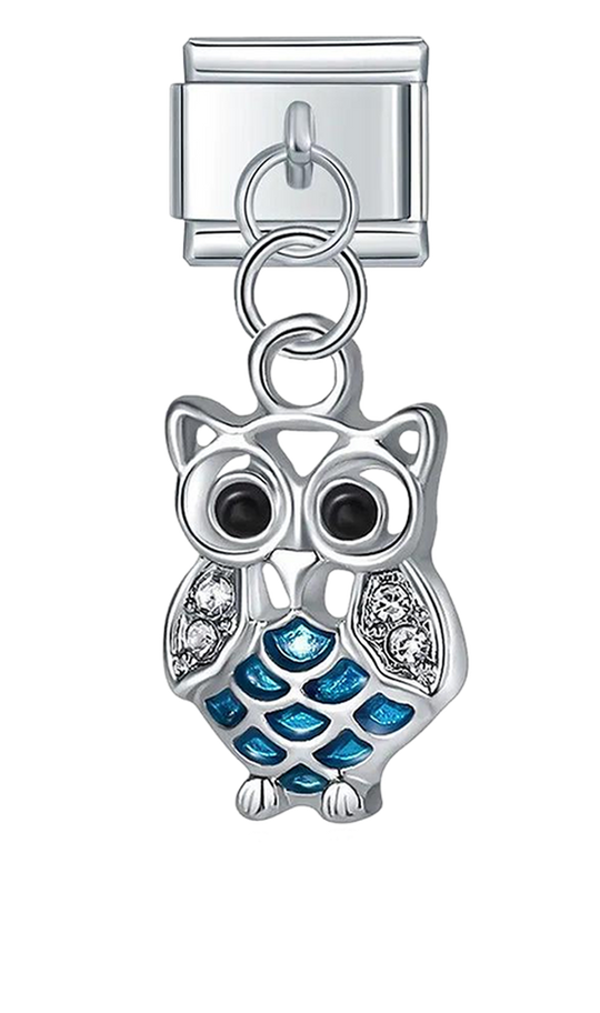 Eule mit Steinen, auf Silber