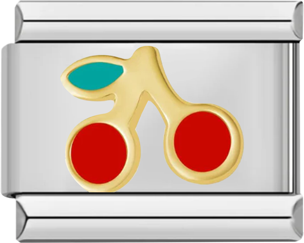 Pair of Red Cherries and Their Green Leaf - pair of red cherries and their green leaf.png