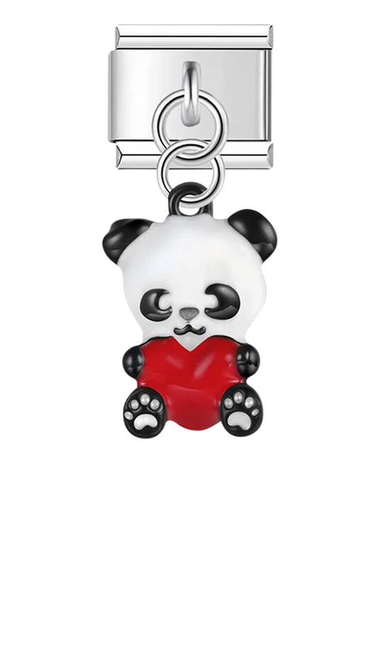 Panda with Red Heart, on Silver - panda-with-red-heart-on-silver-charms-45932544557391.png