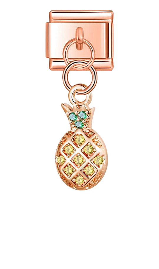 Pineapple with Stones, on Rose Gold - pineapple-with-stones-on-rose-gold-charms.png