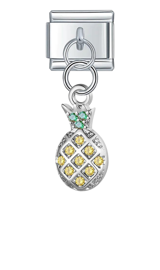Pineapple with Stones, on Silver - pineapple-with-stones-on-silver-charms.png