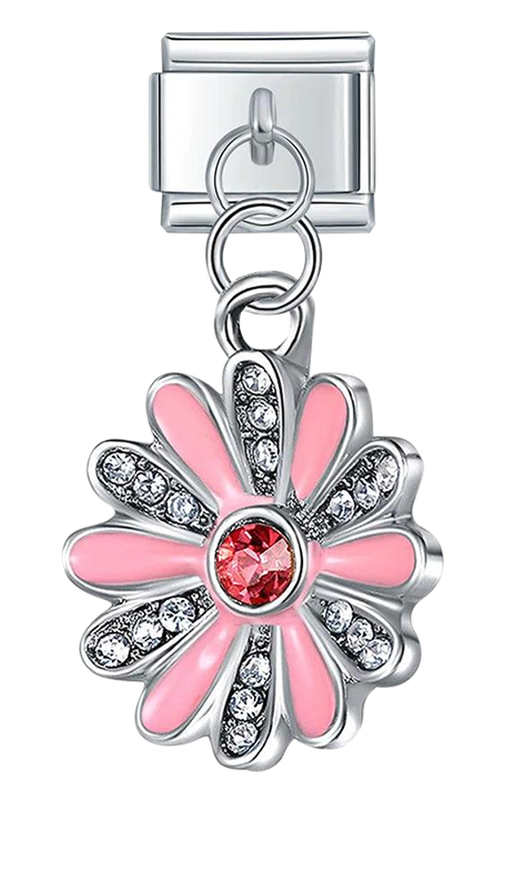 Pink Flower with Stones, on Silver - pink-flower-with-stones-on-silver-charms-45922273493327.png