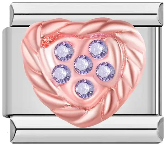 Pink Heart with Purple Stones, on Silver - pink-heart-with-purple-stones-on-silver.webp