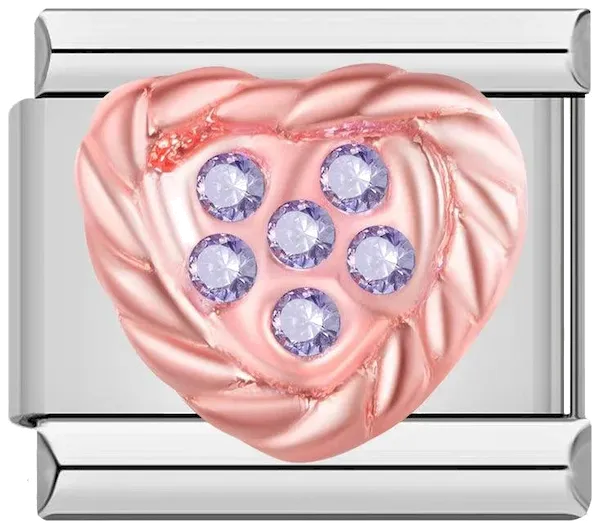 Pink Heart with Purple Stones, on Silver - pink-heart-with-purple-stones-on-silver.webp