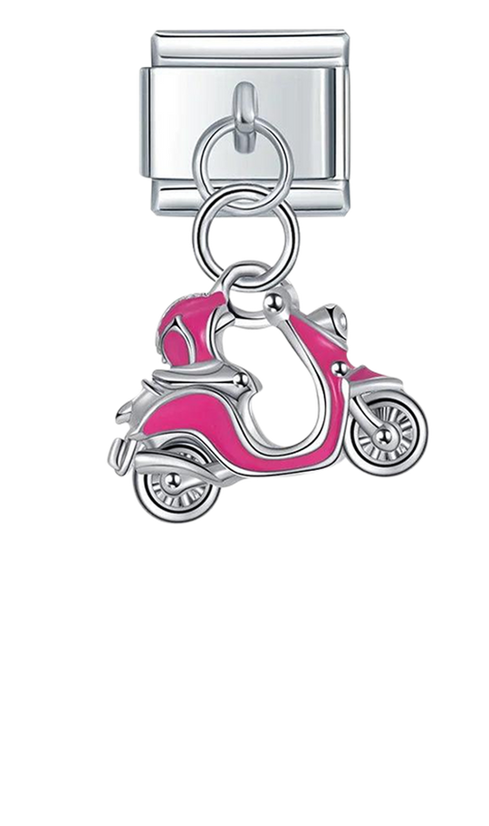 Pink Scooter, on Silver - pink-scooter-on-silver-charms-45932573294927.png