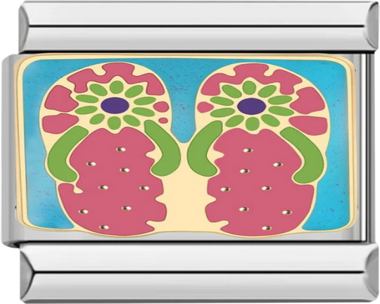 Pink Beach Flip Flop, on Silver - pink beach flip flop on silver.png