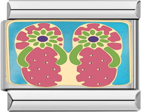 Pink Beach Flip Flop, on Silver - pink beach flip flop on silver.png