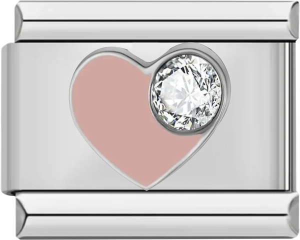 Pink Heart, Big Stone, on Silver - pink heart big stone on silver.png