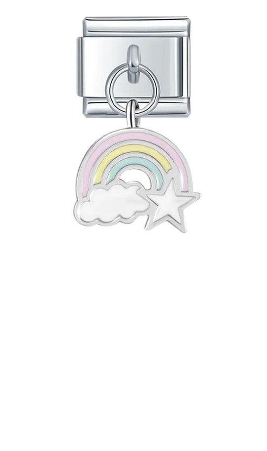 Rainbow with Cloud and Star, on Silver - rainbow-with-cloud-and-star-on-silver-charms-45922132656463.png