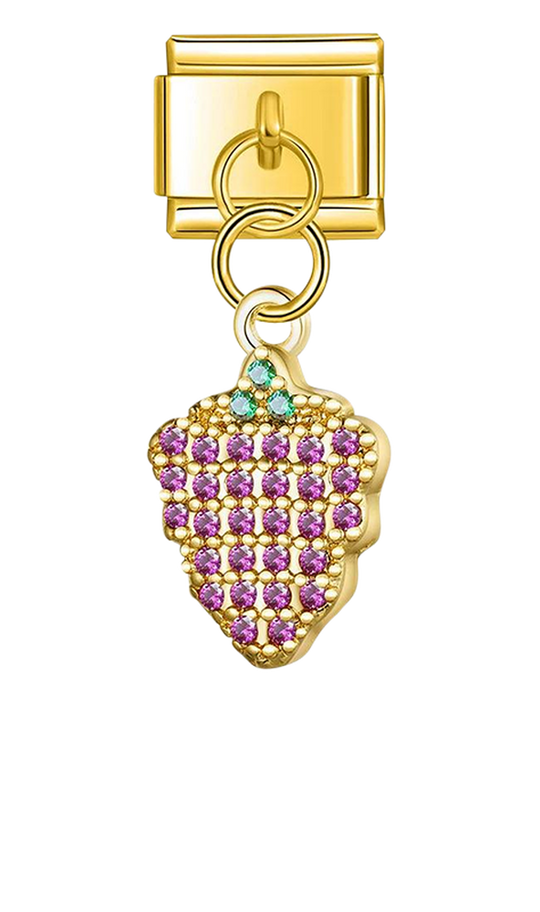 Raspberry with Stones, on Gold - raspberry-with-stones-on-gold-charms.png