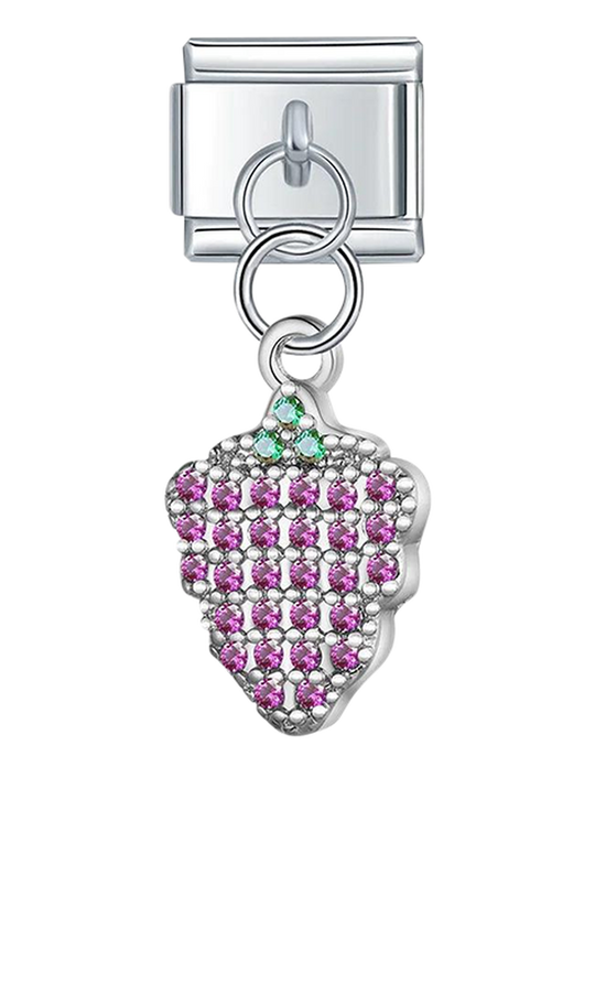 Raspberry with Stones, on Silver - raspberry-with-stones-on-silver-charms.png