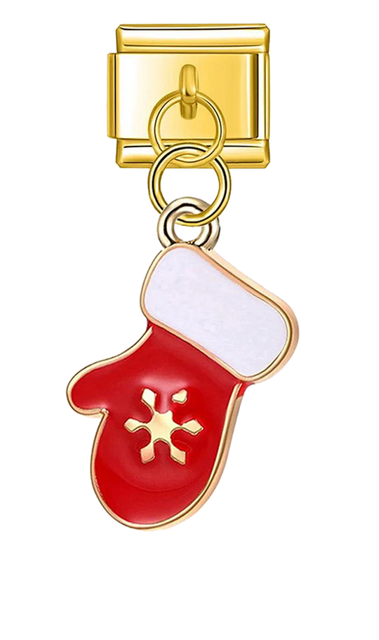 Red Christmas Glove with Gold Snowflake - red-christmas-glove-with-gold-snowflake-charms-45394733171023.png