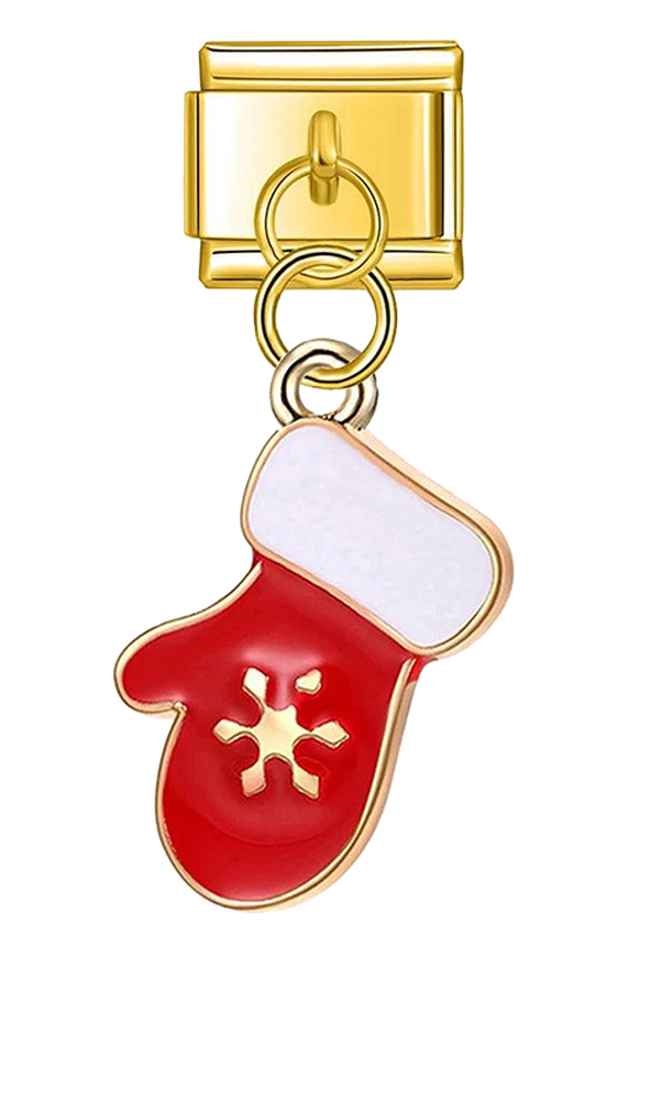 Red Christmas Glove with Gold Snowflake - red-christmas-glove-with-gold-snowflake-charms-45394733171023.png