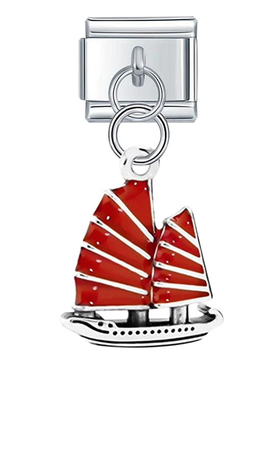 Red Sailboat, on Silver - red-sailboat-on-silver-charms-45932573491535.png