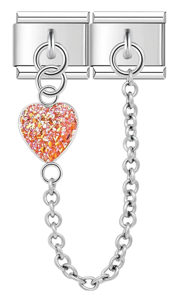 Red Heart, Double Linked Charms, on Silver - red heart double linked charms on silver.png