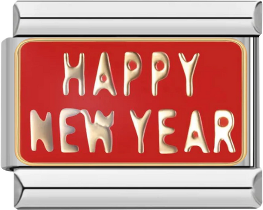 Red Plate, Happy New Year, on Silver - red plate happy new year on silver.png