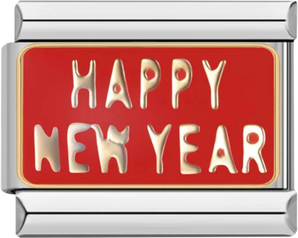 Red Plate, Happy New Year, on Silver - red plate happy new year on silver.png