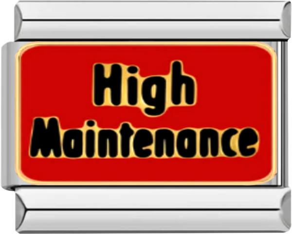 Red Plate, High Maintenance, on Silver - red plate high maintenance on silver.png