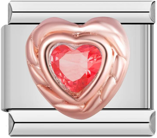 Rose Gold Heart with Large Pink Stone, on Silver - rose-gold-heart-with-large-pink-stone-on-silver-45412517347663.png