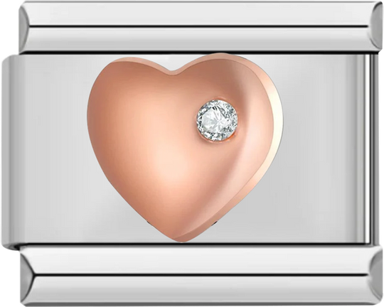 Rose Gold Heart with Single White Stone - rose gold heart with single white stone.png