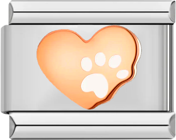 Rose Gold Heart with White Silver Cat Paw - rose gold heart with white silver cat paw.png