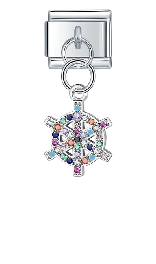 Ship's Helm with Multicolored Stones, on Silver - ship-s-helm-with-multicolored-stones-on-silver-charms-45942103245135.png