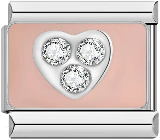 Silver Heart with White Stones on Pink Plate - silver-heart-with-white-stones-on-pink-plate-45413193253199.png