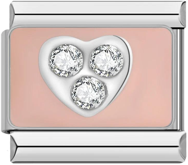 Silver Heart with White Stones on Pink Plate - silver-heart-with-white-stones-on-pink-plate-45413193253199.png