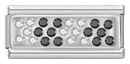 Silver Plate with Black and White Stones, Double, on Silver - silver-plate-with-black-and-white-stones-double-on-silver-charms-45960041464143.webp