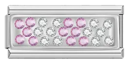 Silver Plate with Pink & White Stones, Double, on Silver - silver-plate-with-pink-and-white-stones-double-on-silver-charms-45960041005391.webp