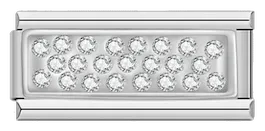 Silver Plate with White Stones, Double, on Silver - silver-plate-with-white-stones-double-on-silver-charms-45960040874319.webp