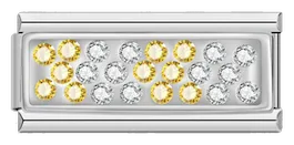 Silver Plate with Yellow & White Stones, Double, on Silver - silver-plate-with-yellow-and-white-stones-double-on-silver-charms-45960041431375.webp