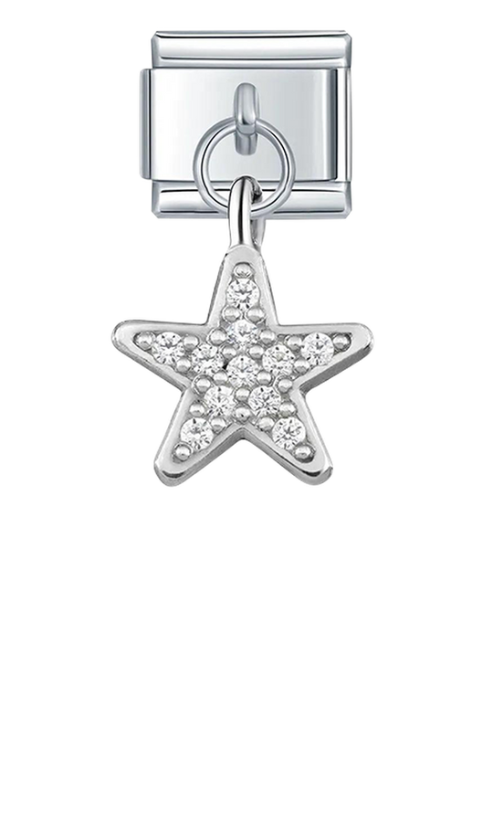 Silver Star, White Stones, on Silver - silver-star-white-stones-on-silver-charms-45431779328335.png