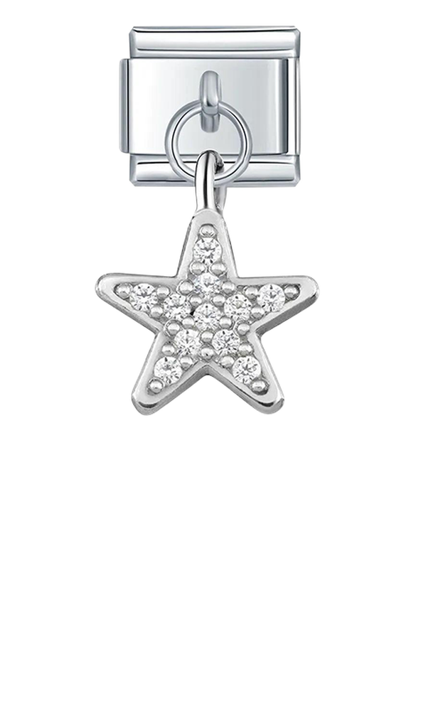 Silver Star, White Stones, on Silver - silver-star-white-stones-on-silver-charms-45431779328335.png