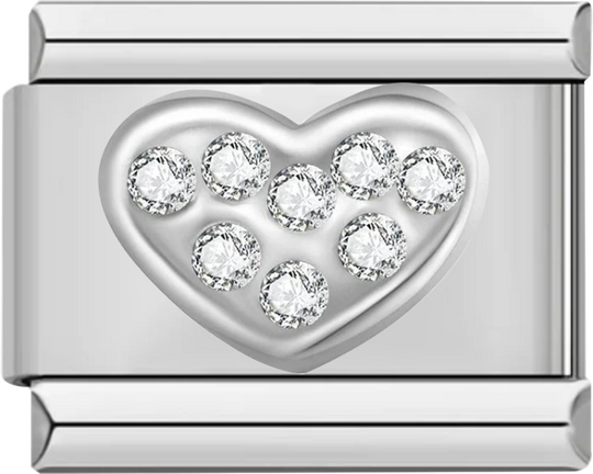 Silver Heart with White Stones, on Silver - silver heart with white stones on silver.png