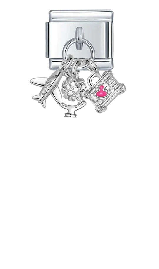 Travel Addict with Stones, on Silver - travel-addict-with-stones-on-silver-charms.png