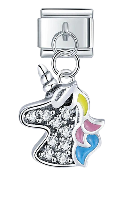 Unicorn with Stones, on Silver - unicorn-with-stones-on-silver-charms-45922274378063.png