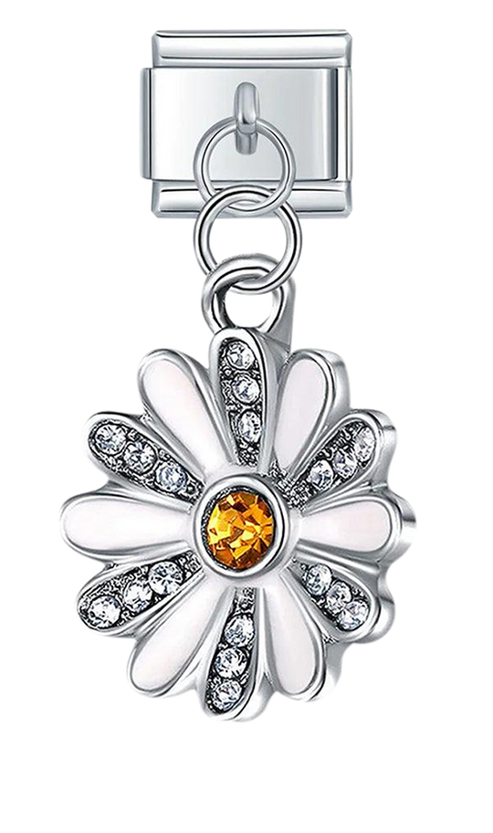 White Flower with Stones, on Silver - white-flower-with-stones-on-silver-charms-45928145387855.png