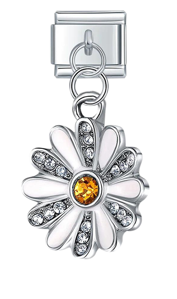 White Flower with Stones, on Silver - white-flower-with-stones-on-silver-charms-45928145387855.png
