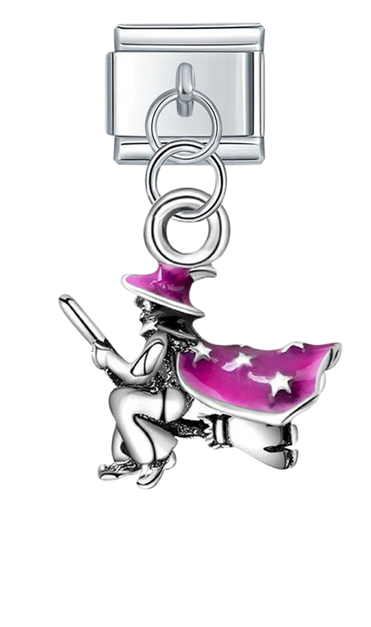 Witch with her Broom, on Silver - witch-with-her-broom-on-silver-charms-45932619202895.png