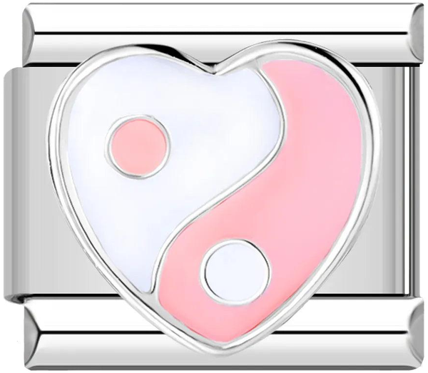 Yin & Yang Heart, Pink & White, on Silver - yin-and-yang-heart-pink-and-white-on-silver.png